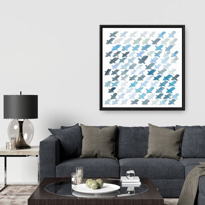 Blue Minimalist X Pattern Canvas | Bedroom Home Decor Art