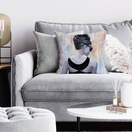 Blue Beauty Fashion Pillow - Audrey Hepburn Home Decor