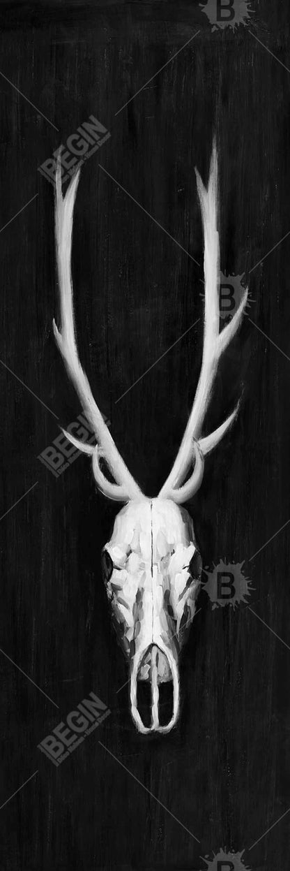 Deer Skull Canvas | White Living Room Monochrome Decor