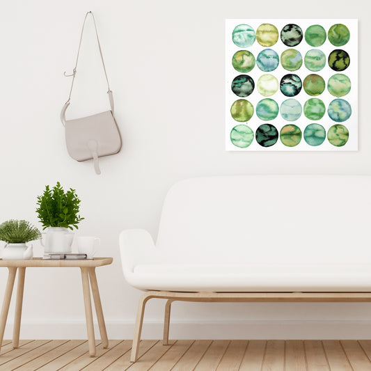 Green Circles Abstract Canvas - Modern Bedroom Wall Decor