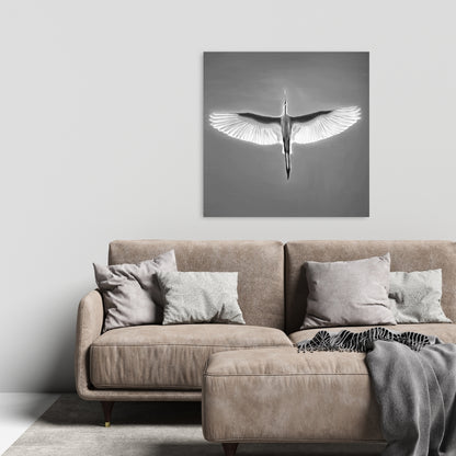 Great Blue Heron in Flight Canvas - Bird Wall Art Decor