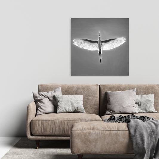 Great Blue Heron in Flight Canvas - Bird Wall Art Decor