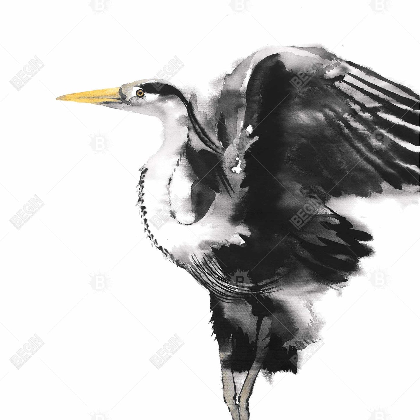 Modern Animals Heron Framed Canvas | Bird Home Decor Art