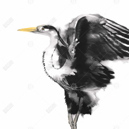 Gray Heron Bedroom Canvas | Animal Home Decor Wall Art