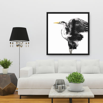 Modern Animals Heron Framed Canvas | Bird Home Decor Art