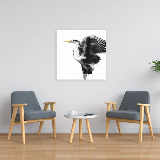 Gray Heron Bedroom Canvas | Animal Home Decor Wall Art