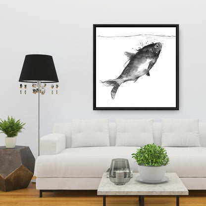 Happy Swimming Fish Framed Canvas - Aquatic Bedroom Decor