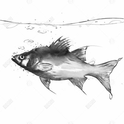 Swimming Fish Gray Canvas | Animals Bathroom Decor Wall Art