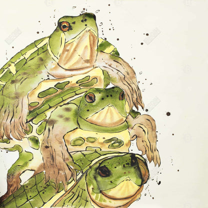 Toile « Trois tortues aquatiques » – Décoration d'intérieur encadrée verte