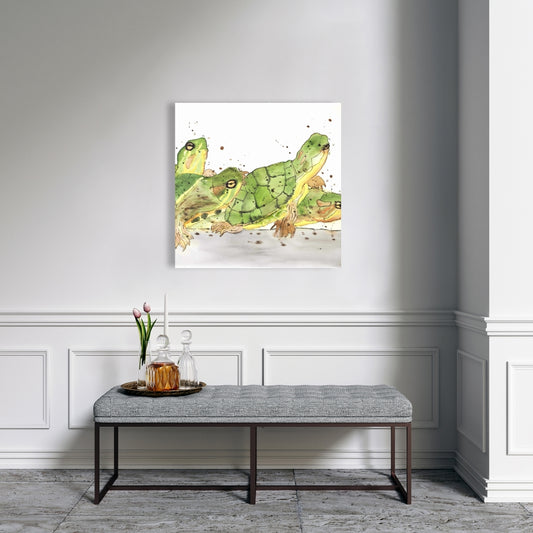 Small Aquatic Turtles Canvas | Brown Home Decor Art