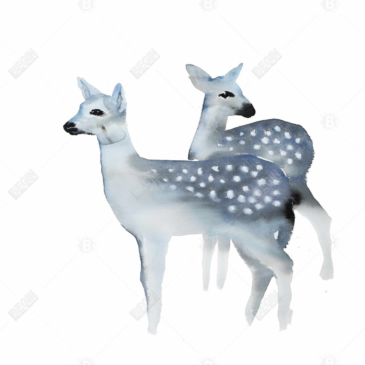 Toile encadrée Cerfs bleus - Décoration d'intérieur Blue Fawns