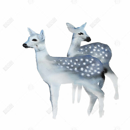 Toile encadrée Cerfs bleus - Décoration d'intérieur Blue Fawns