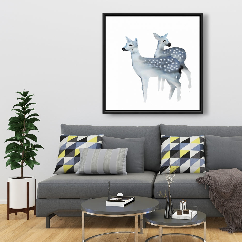 Toile encadrée Cerfs bleus - Décoration d'intérieur Blue Fawns