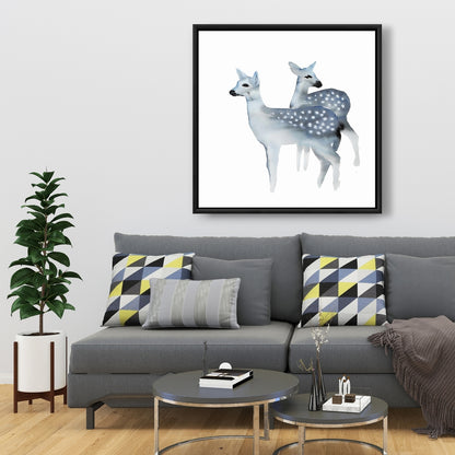 Toile encadrée Cerfs bleus - Décoration d'intérieur Blue Fawns