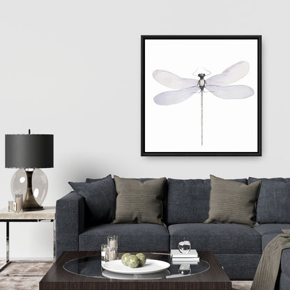 Toile Libellule délicate | Décoration d'intérieur minimaliste avec cadre gris