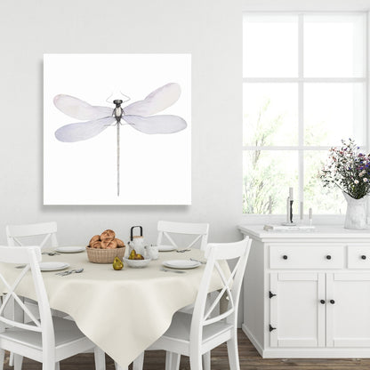 Toile grise délicate représentant une libellule - Décoration de chambre à coucher avec insectes