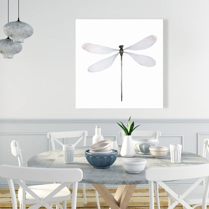 Minimalist Dragonfly Canvas - Insect Gray Animal Home Decor