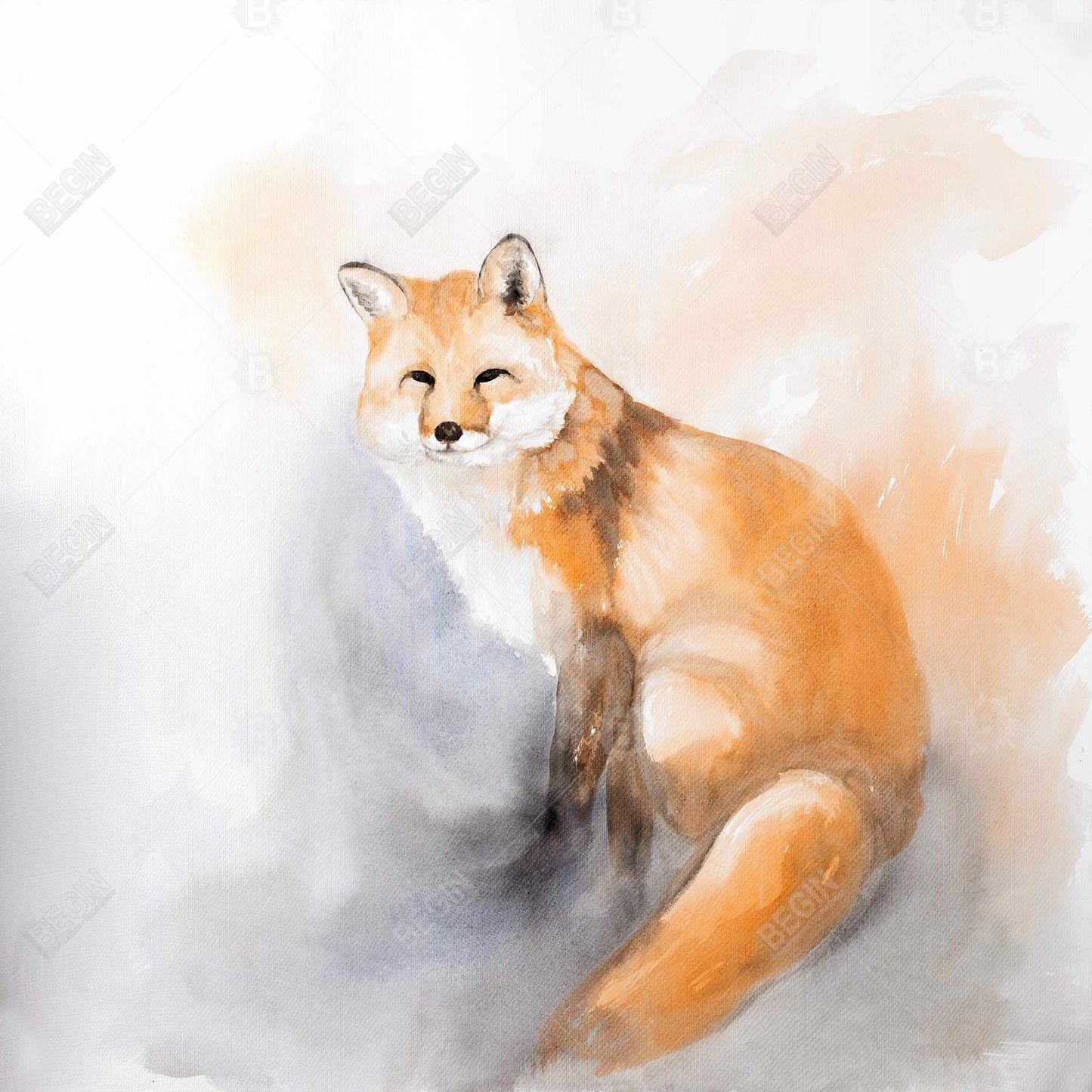 Rustic Watercolor Fox Canvas | Wildlife Framed Home Decor