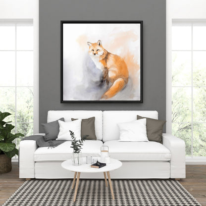 Rustic Watercolor Fox Canvas | Wildlife Framed Home Decor