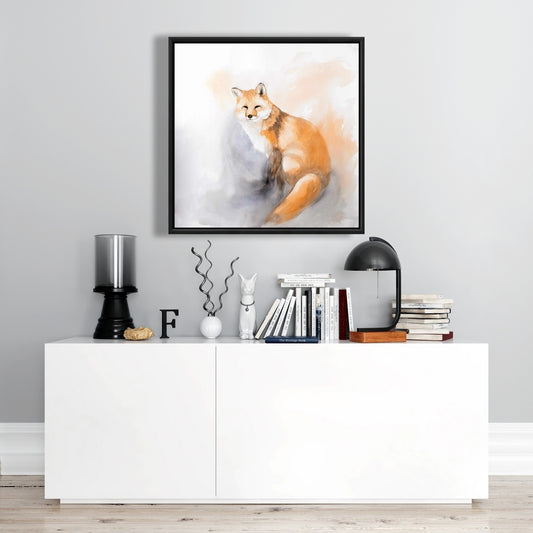 Rustic Watercolor Fox Canvas | Wildlife Framed Home Decor