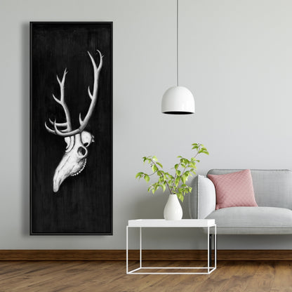 Deer Skull in the Dark Monochrome Canvas | Living Room Decor