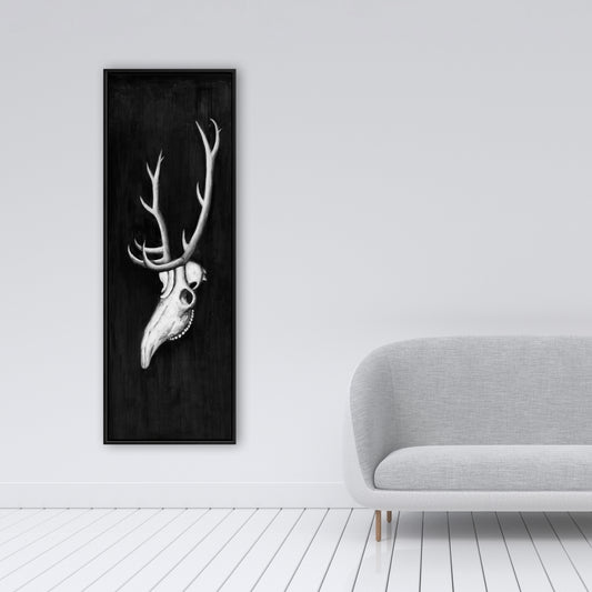 Deer Skull in the Dark Monochrome Canvas | Living Room Decor