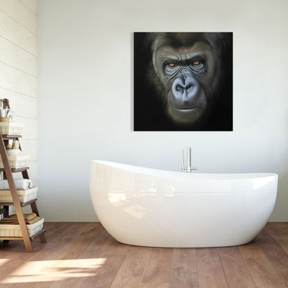 Brown Gorilla Face Canvas - African Wildlife Home Decor