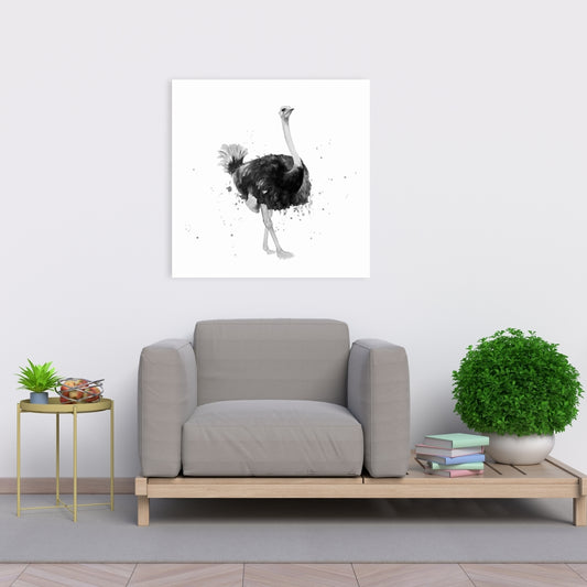 Toile d'autruche fière | Décoration murale pour chambre à coucher avec oiseaux exotiques