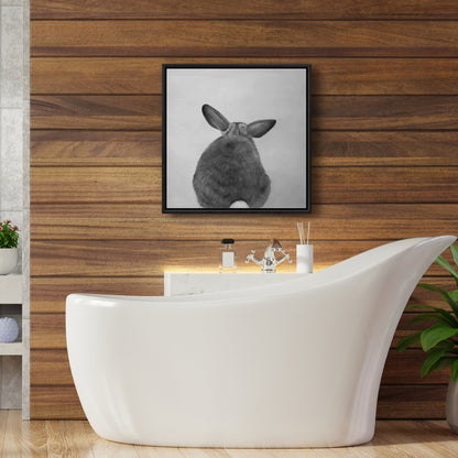 Little Rabbit from Behind | Monochrome Pet Canvas Decor