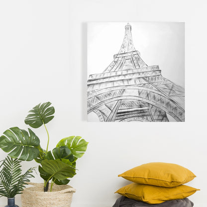 Eiffel Tower Sketch Canvas | Black & White Bedroom Wall Art
