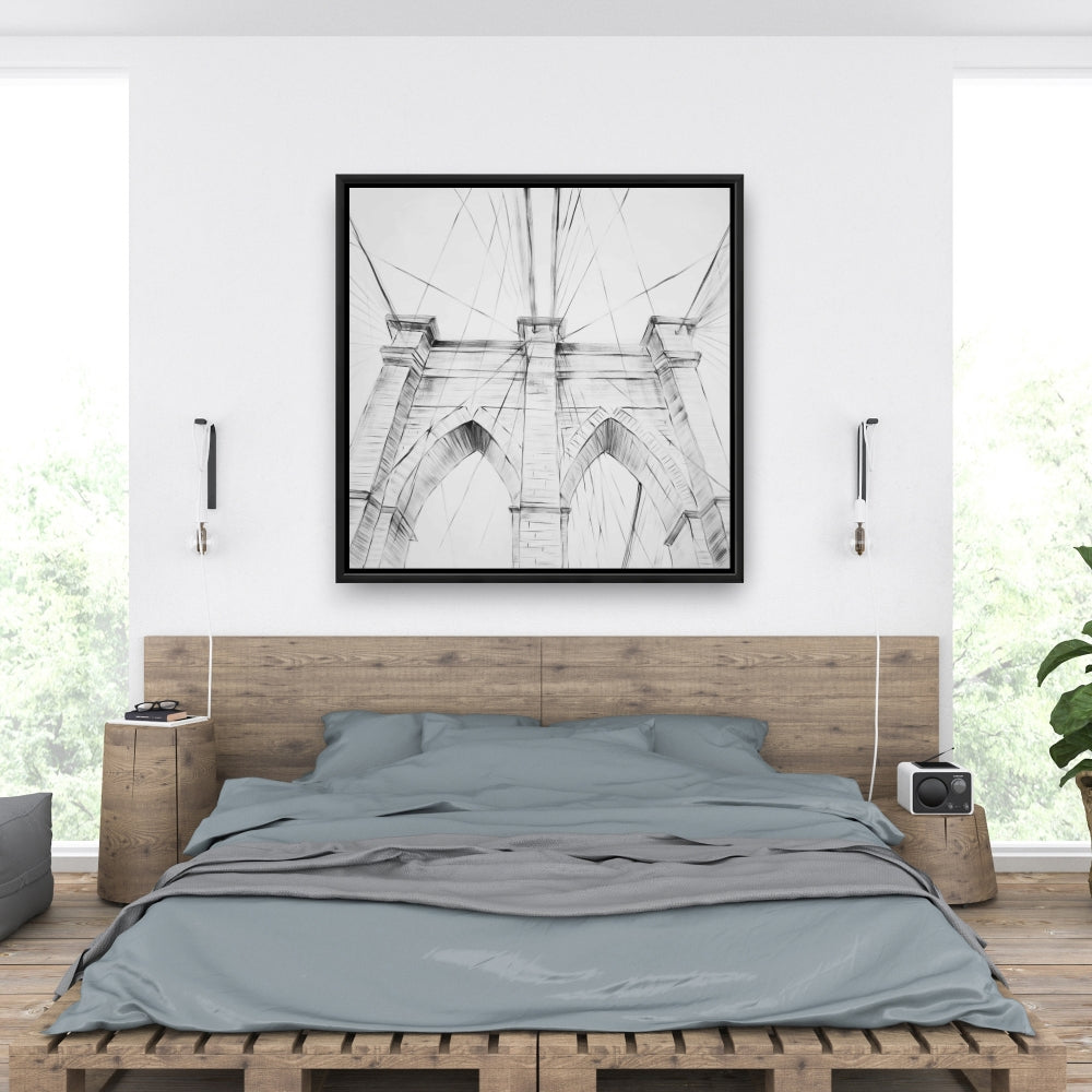 Toile encadrée représentant le pont de Brooklyn | Décoration de chambre