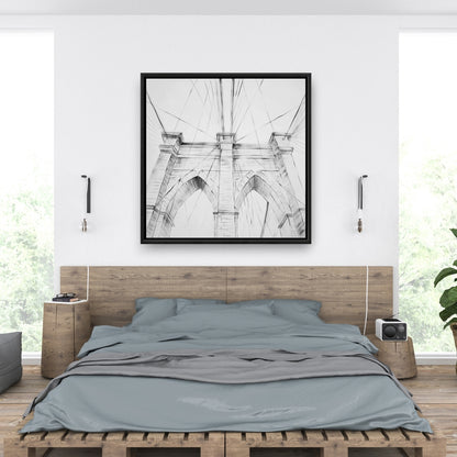 Toile encadrée représentant le pont de Brooklyn | Décoration de chambre