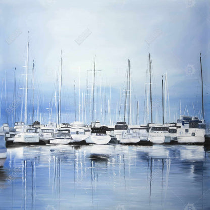 Boats at the Dock Blue Canvas - Boat Bedroom Home Decor