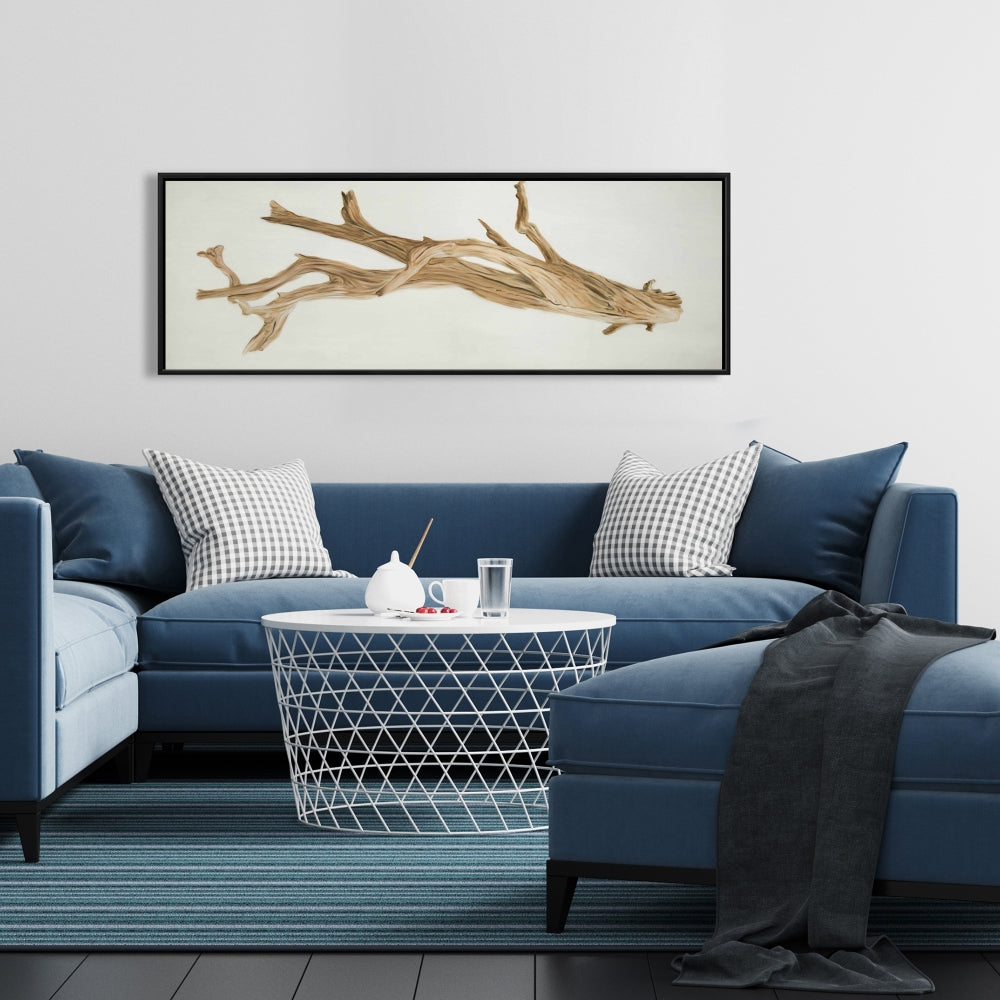 Toile encadrée représentant des arbres en bois flotté et un paysage marin côtier, décoration d'intérieur