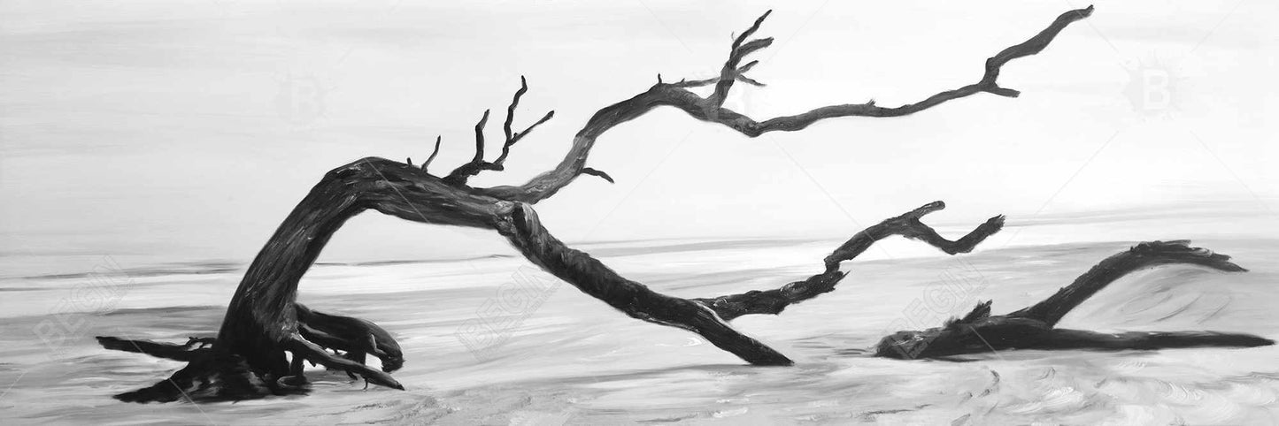 Gray Coastal Canvas - Dead Tree in Water | Bedroom Wall Art