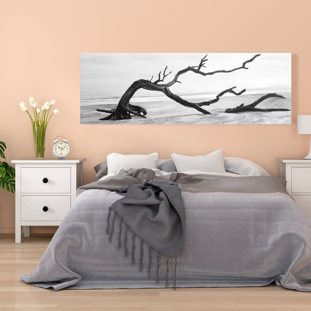 Gray Coastal Canvas - Dead Tree in Water | Bedroom Wall Art