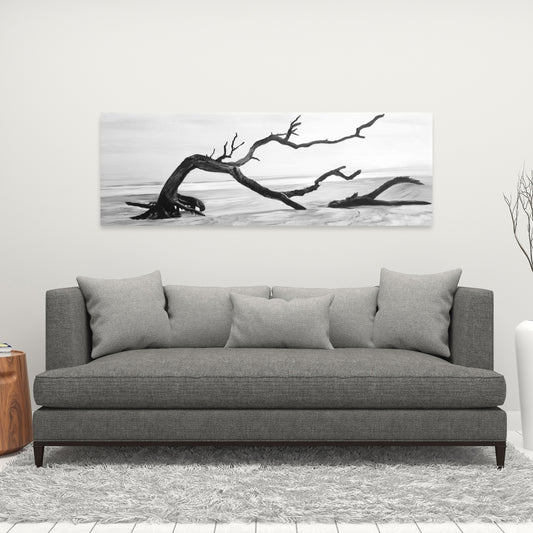 Gray Coastal Canvas - Dead Tree in Water | Bedroom Wall Art