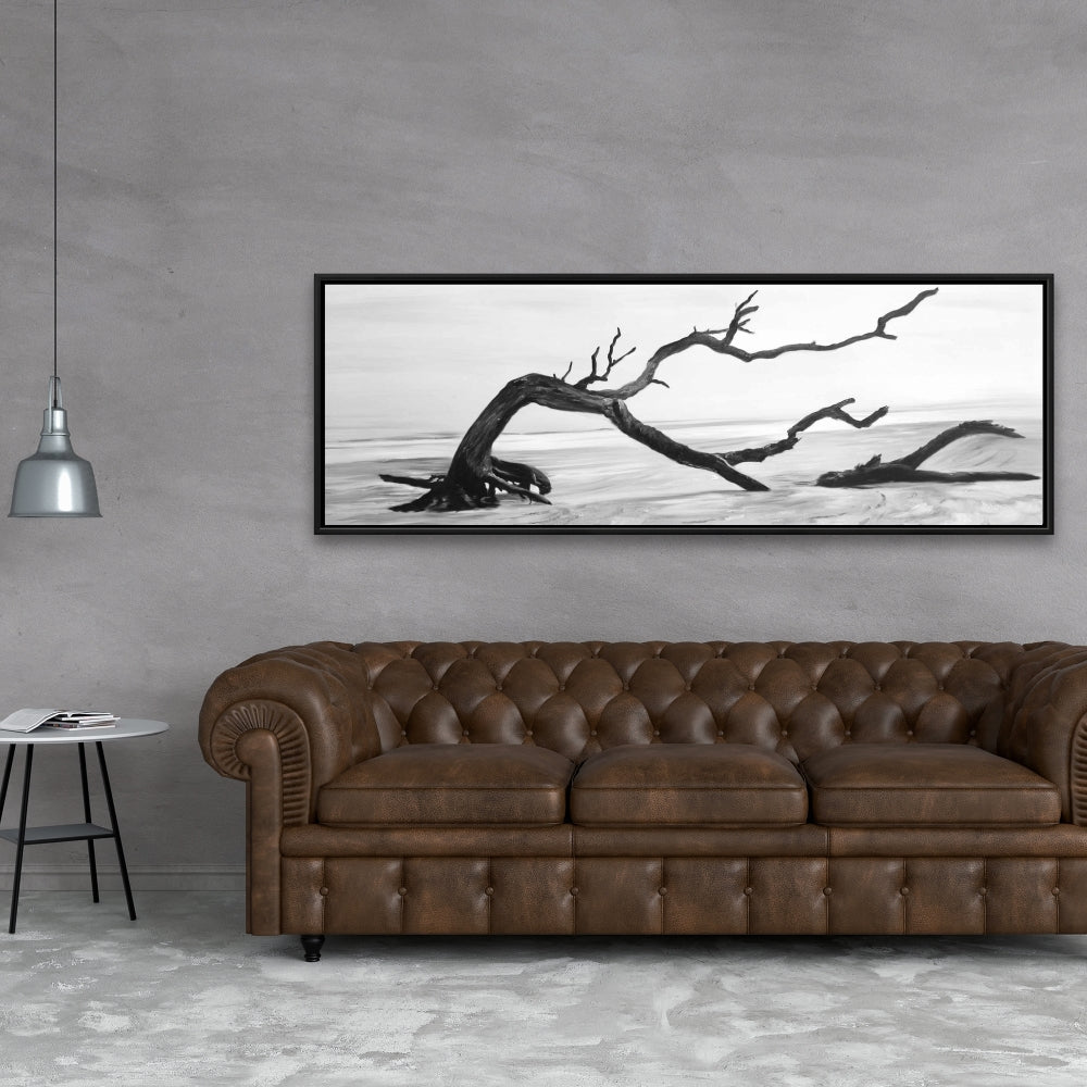 Monochrome Coastal Gray Framed Canvas - Dead Tree Home Decor