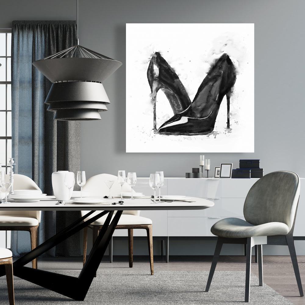 Black High Heels Shoes Canvas - Fashion Bedroom Decor Wall Art