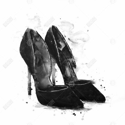 Black Pumps Minimalist Canvas | Fashion Shoe Wall Art Decor