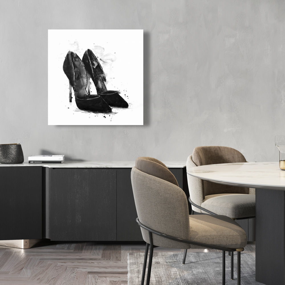 Black Pumps Minimalist Canvas | Fashion Shoe Wall Art Decor