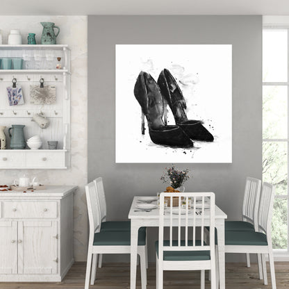 Black Pumps Minimalist Canvas | Fashion Shoe Wall Art Decor