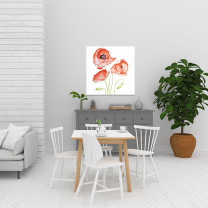 Watercolor Poppies Botanical Bedroom Canvas | Home Decor Art
