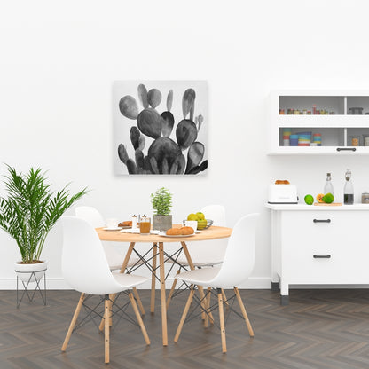 Exotic Botanical Gray Canvas - Grayscale Paddle Cactus Decor
