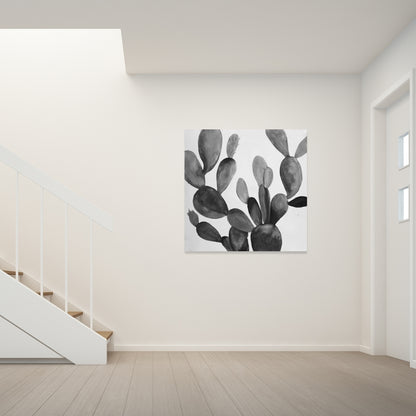 Grayscale Cactus Exotic Bedroom Floral Canvas | Home Decor