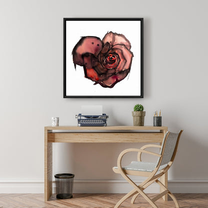 Toile encadrée romantique rose foncé | Décoration florale pour chambre à coucher