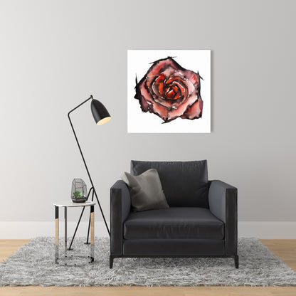 Modern Red Floral Canvas | Watercolor Rose Home Decor Art