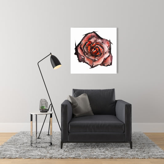 Modern Red Floral Canvas | Watercolor Rose Home Decor Art