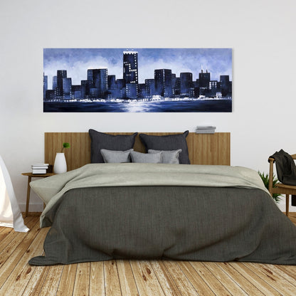 Marine Blue City Canvas - Urban Home Decor Wall Art