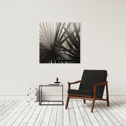 Grayscale Tropical Plants Canvas - Brown Bedroom Decor Art